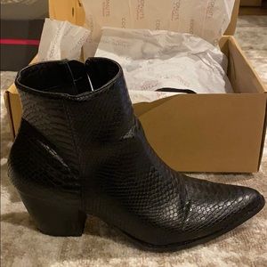 Matisse Black Snakeskin Booties